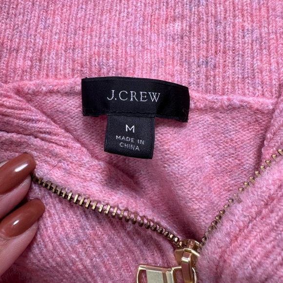 J CREW Pink Half Zip Midi Sweater Dress Super Soft Wool Alpaca Yarn Size Medium - Picture 9 of 12